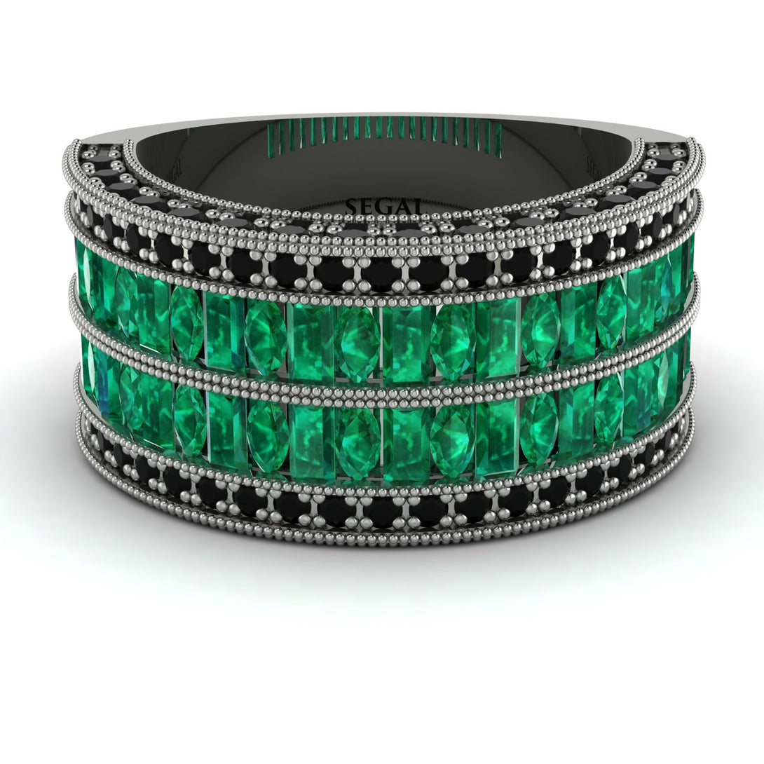 Emerald Multi-Row Halo Wedding Band - Blake No. 36