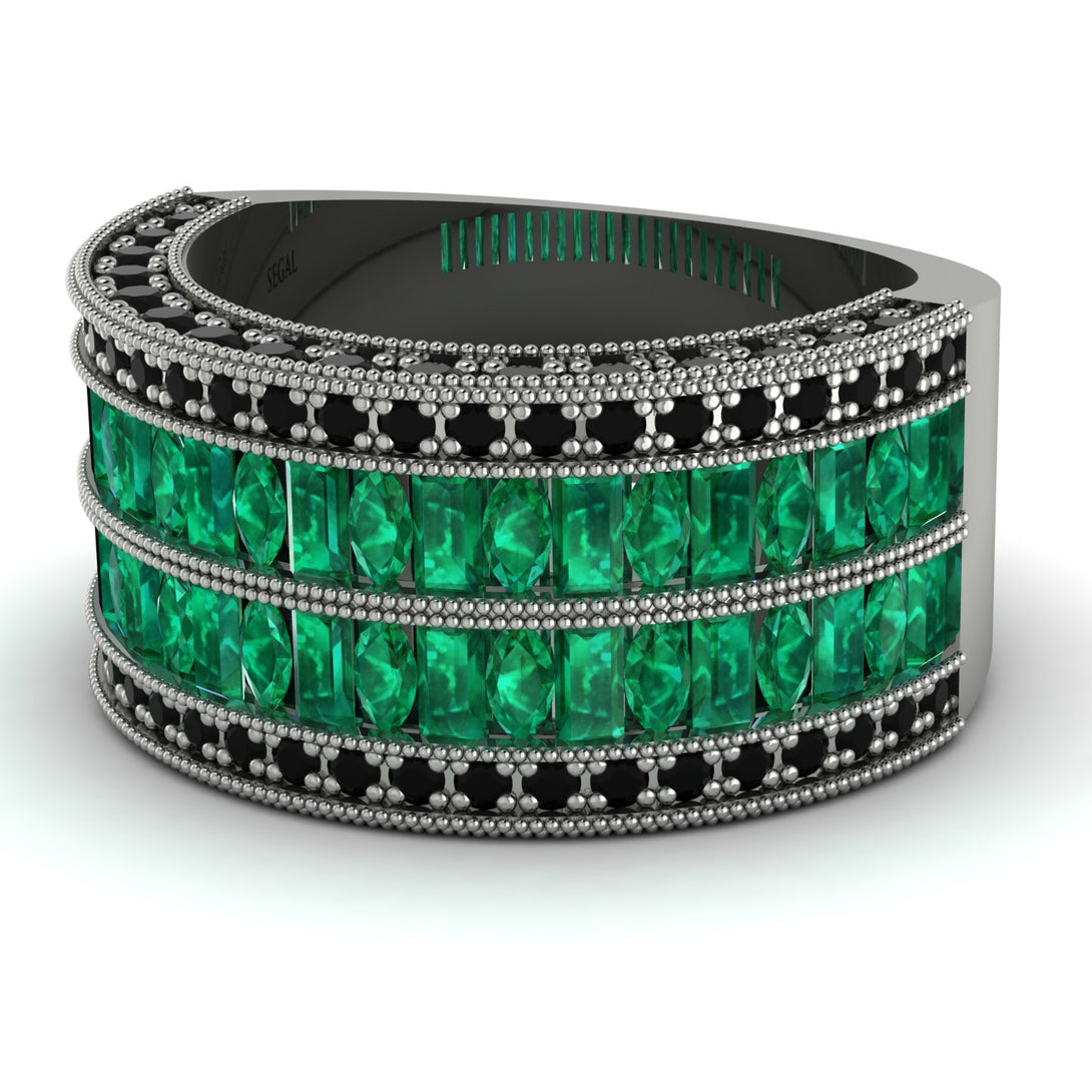 Emerald Multi-Row Halo Wedding Band - Blake No. 36