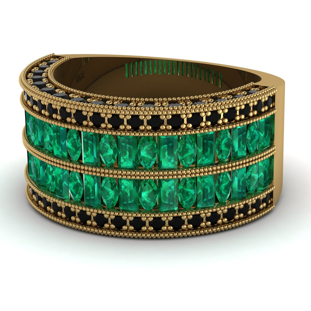 Emerald Multi-Row Halo Wedding Band - Blake No. 34