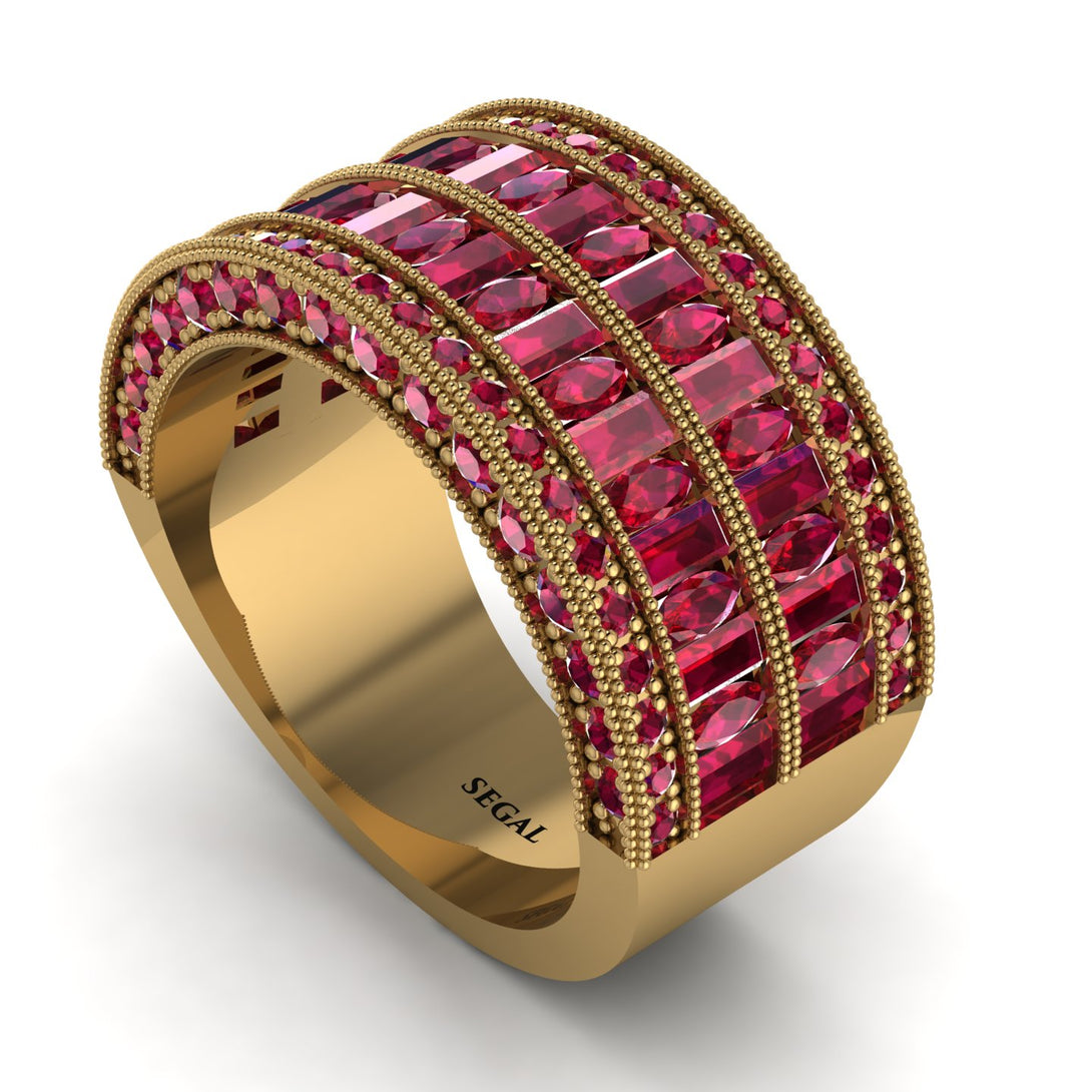 Ruby Multi-Row Halo Wedding Band - Blake No. 55