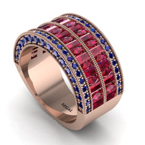 Ruby Multi-Row Halo Wedding Band - Blake No. 71 image 1