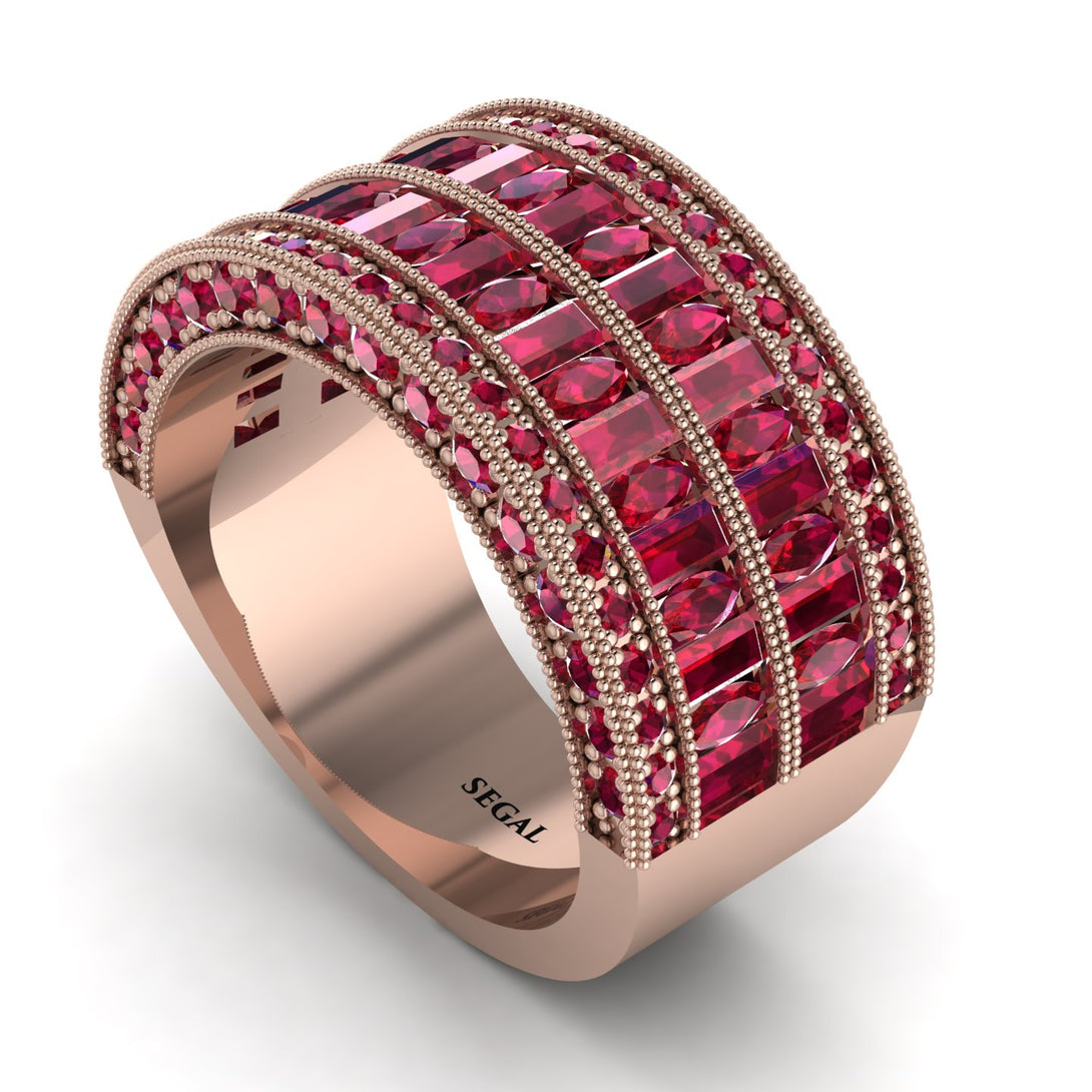 Ruby Multi-Row Halo Wedding Band - Blake No. 56