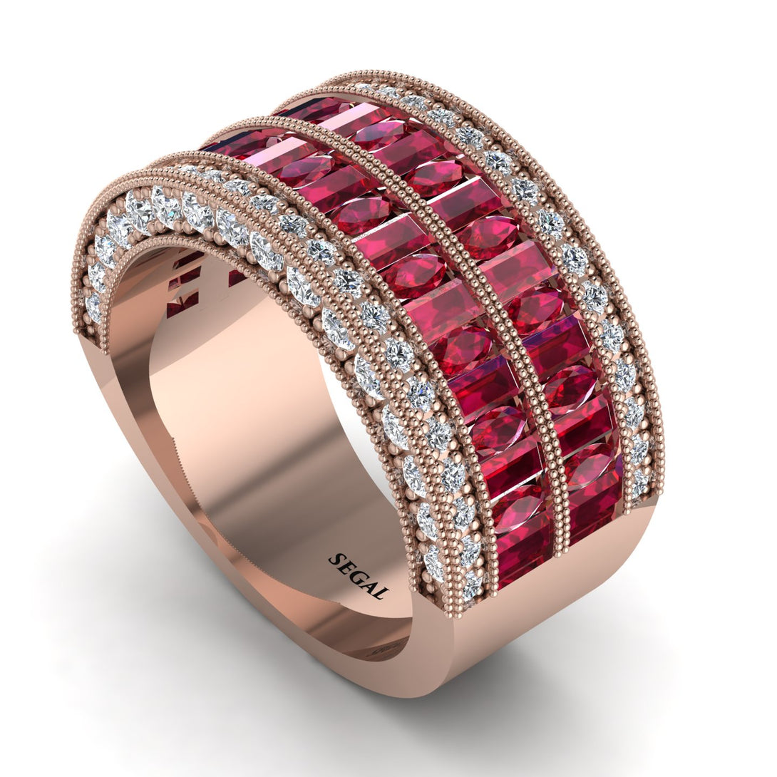 Ruby Multi-Row Halo Wedding Band - Blake No. 11