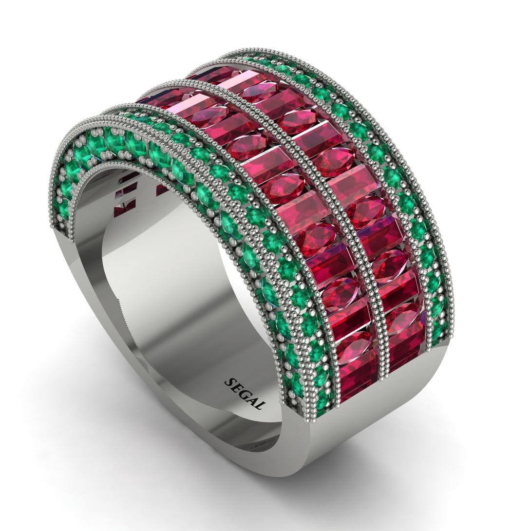 Ruby Multi-Row Halo Wedding Band - Blake No. 27