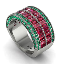 Ruby Multi-Row Halo Wedding Band - Blake No. 27 image 1