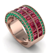 Ruby Multi-Row Halo Wedding Band - Blake No. 26 image 1