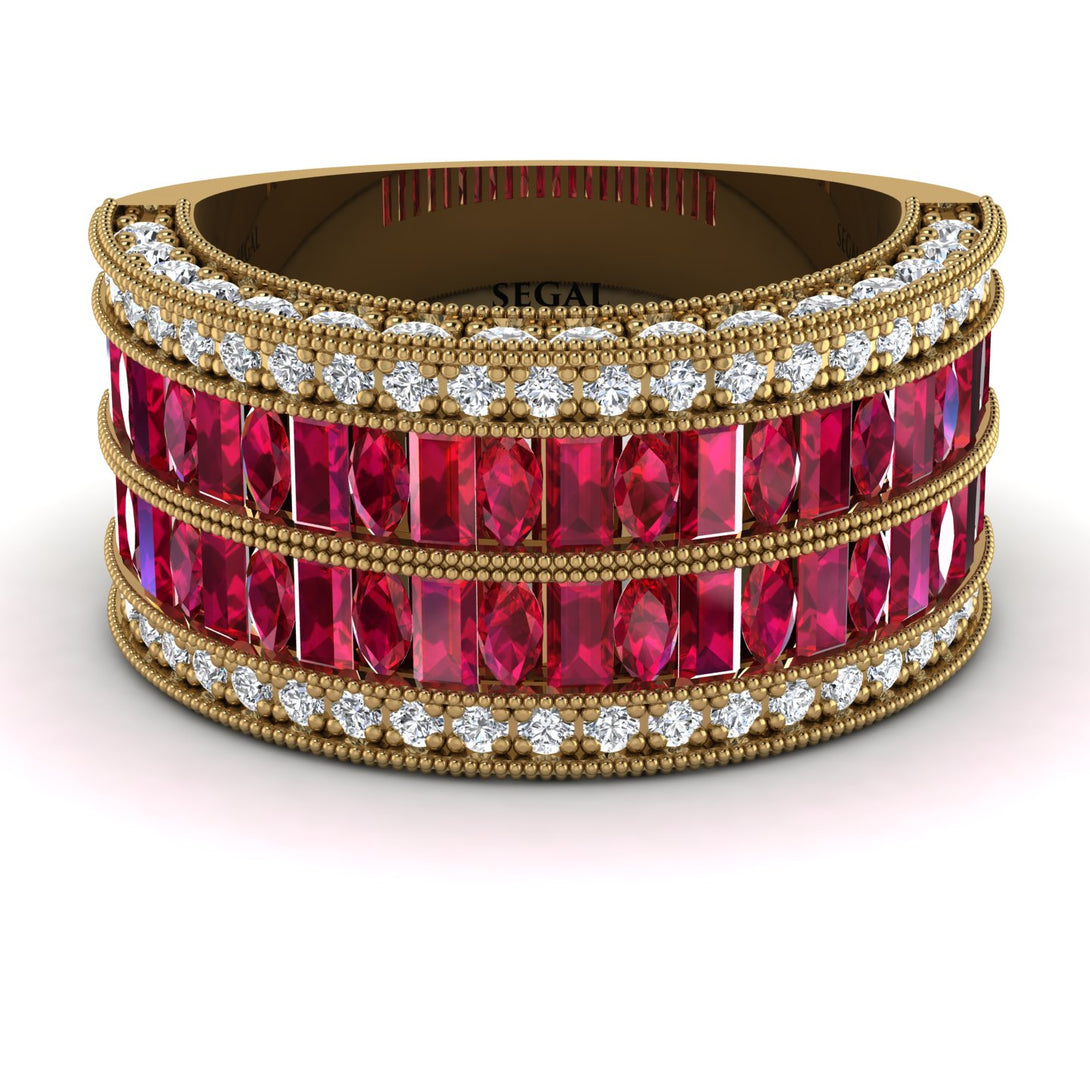 Ruby Multi-Row Halo Wedding Band - Blake No. 10