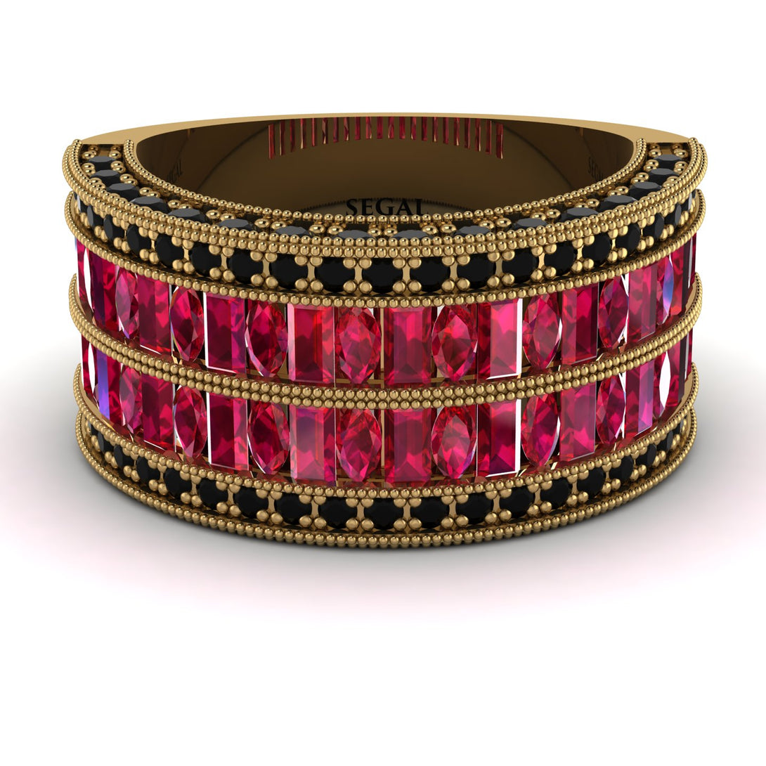 Ruby Multi-Row Halo Wedding Band - Blake No. 40