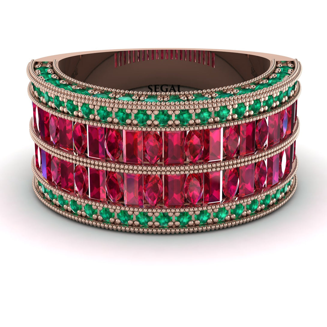 Ruby Multi-Row Halo Wedding Band - Blake No. 26