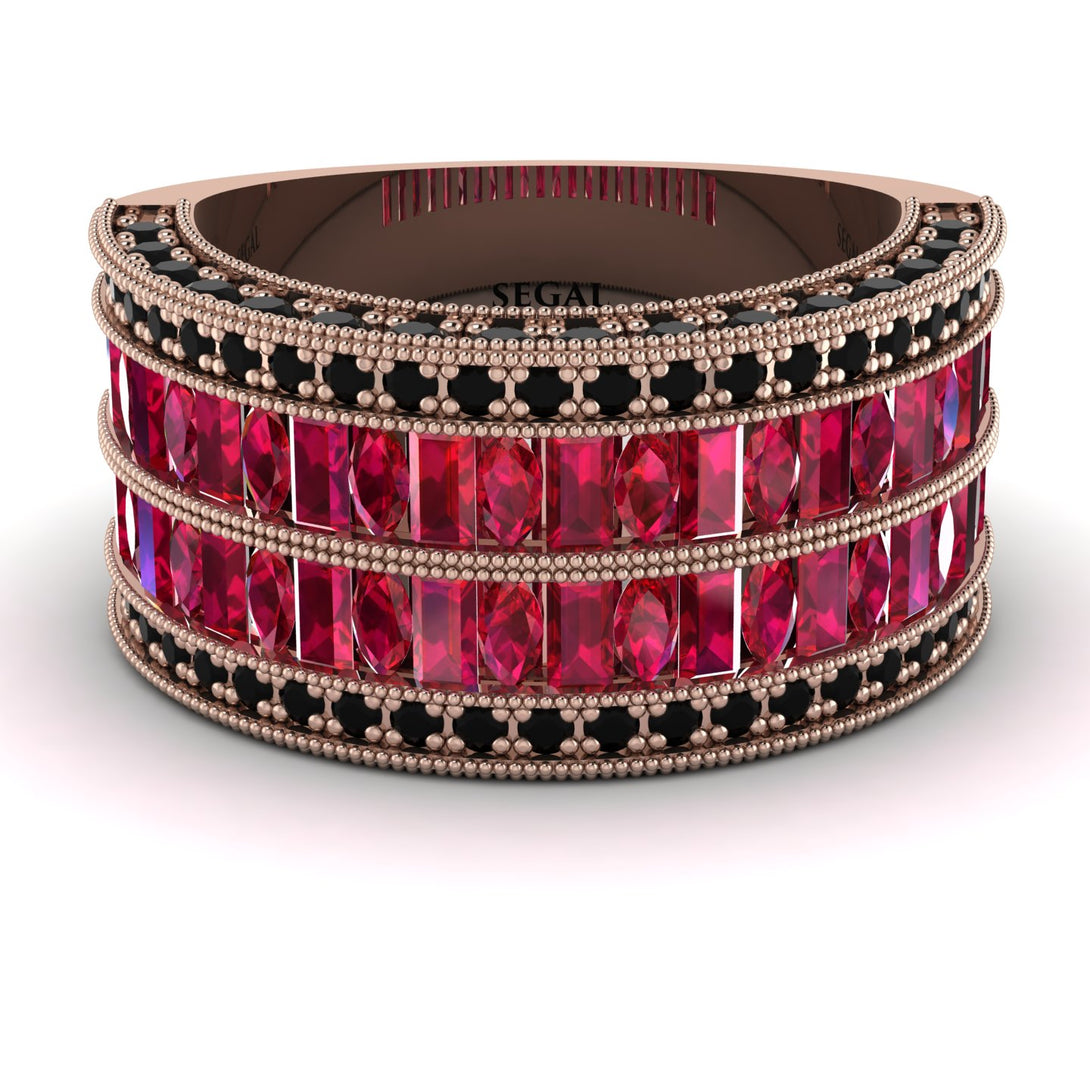 Ruby Multi-Row Halo Wedding Band - Blake No. 41
