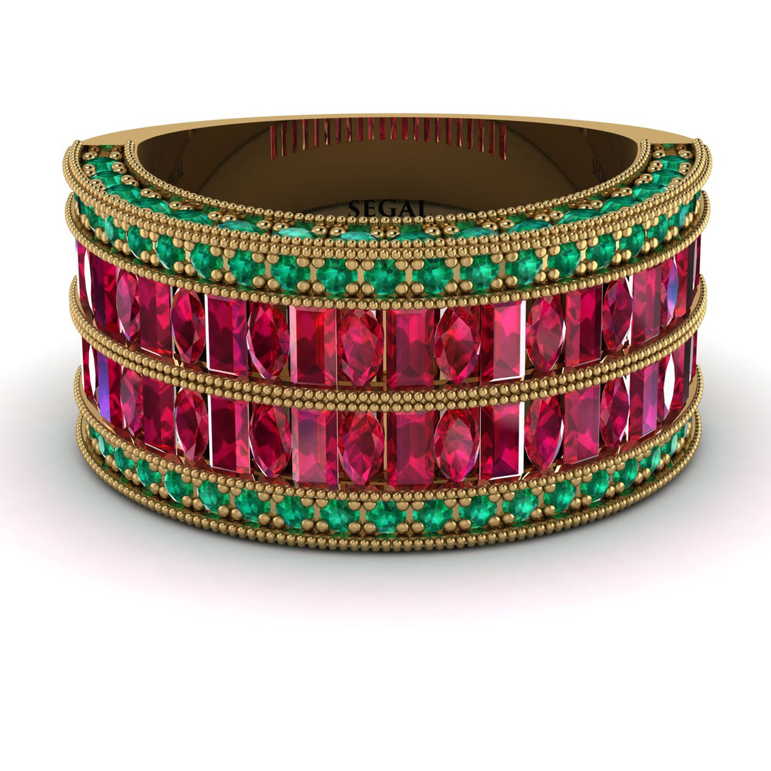 Ruby Multi-Row Halo Wedding Band - Blake No. 25