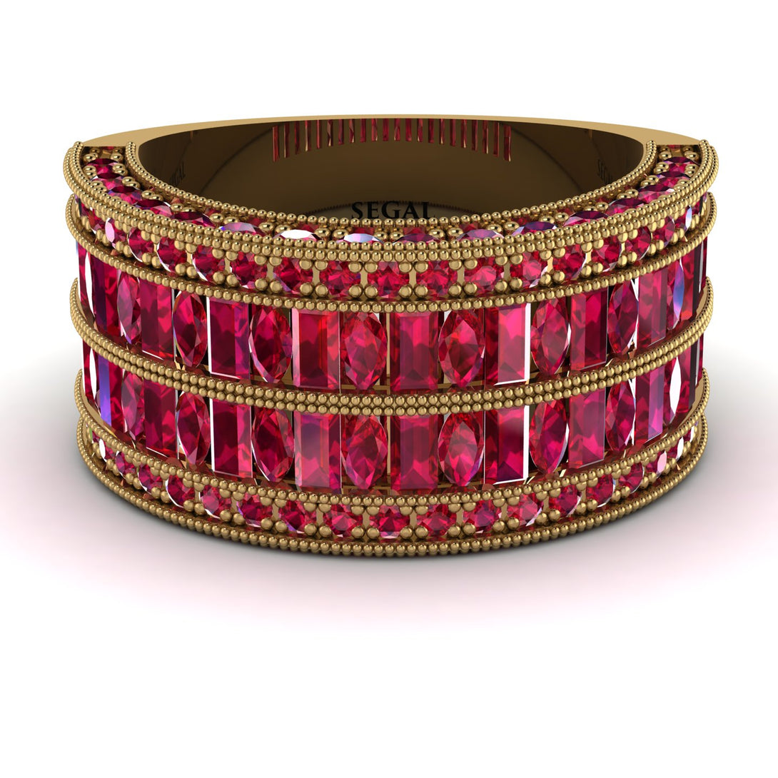 Ruby Multi-Row Halo Wedding Band - Blake No. 55