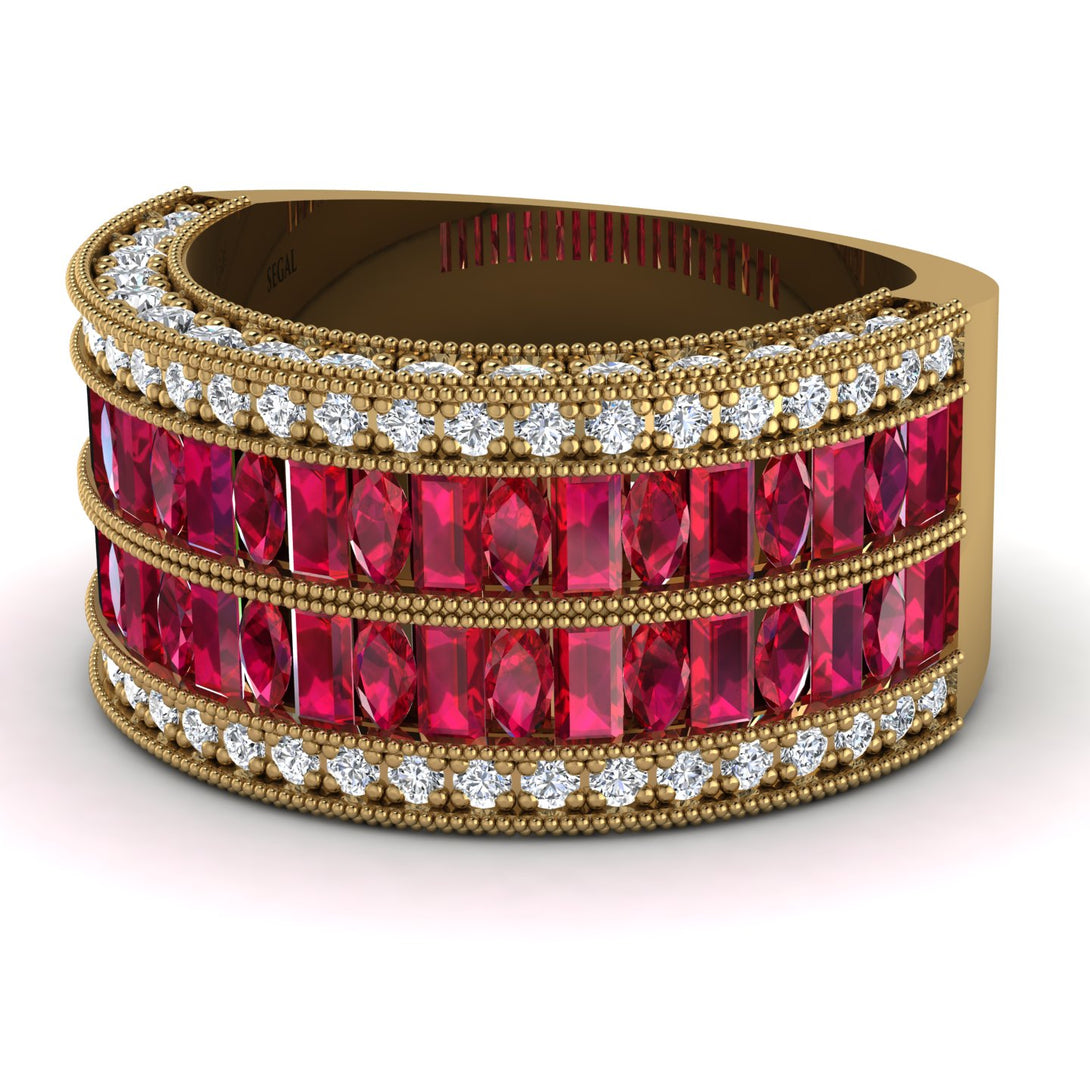Ruby Multi-Row Halo Wedding Band - Blake No. 10