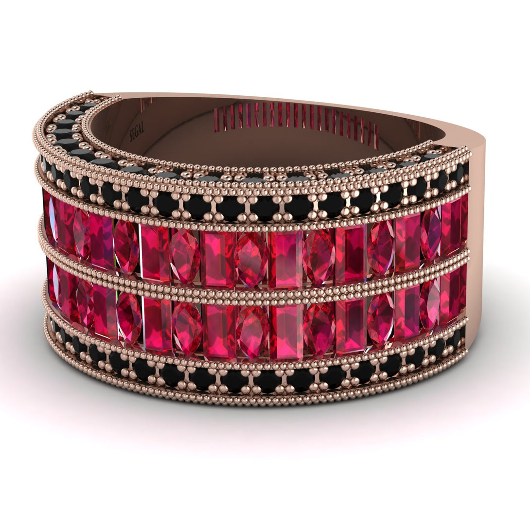 Ruby Multi-Row Halo Wedding Band - Blake No. 41