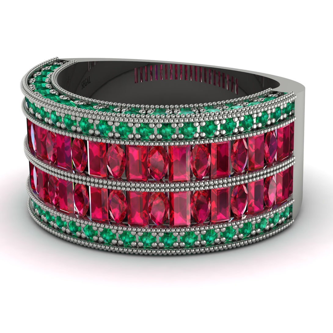 Ruby Multi-Row Halo Wedding Band - Blake No. 27