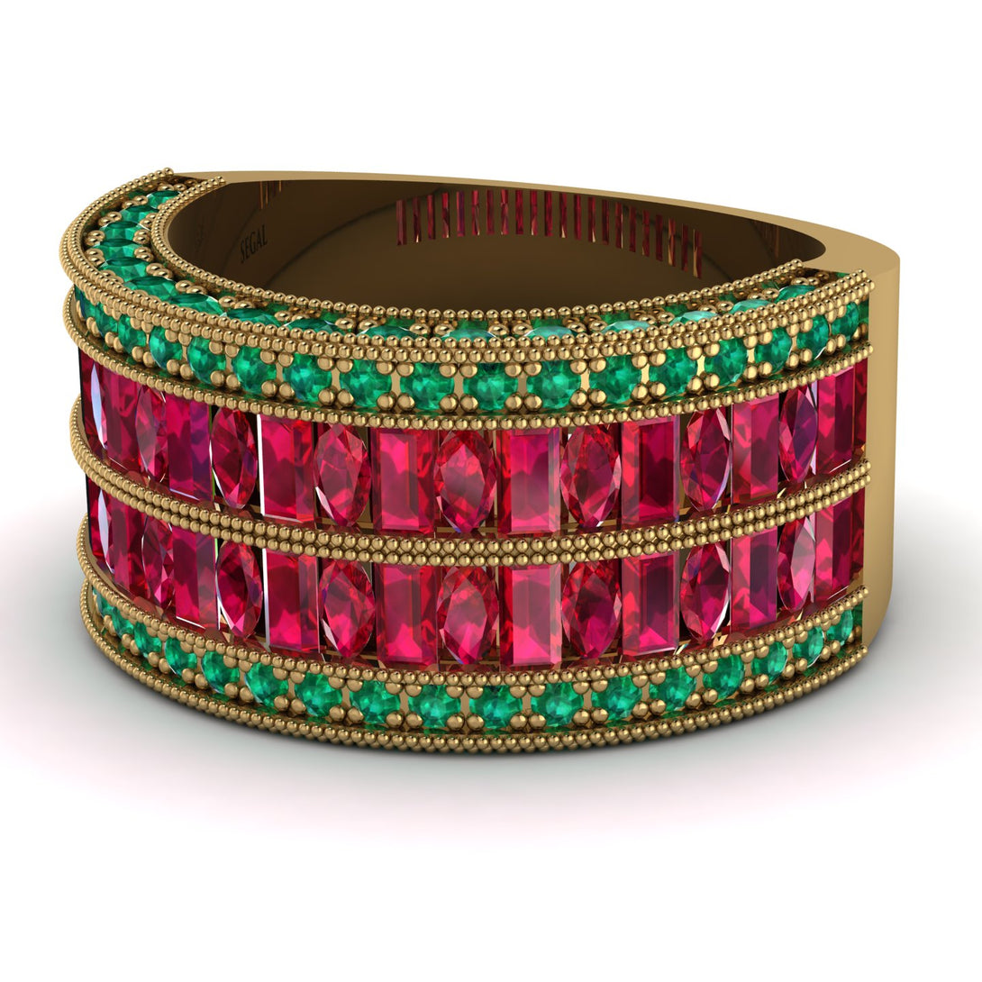 Ruby Multi-Row Halo Wedding Band - Blake No. 25
