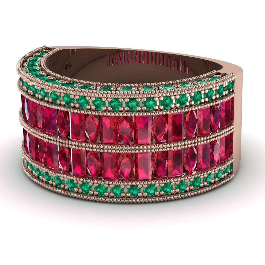 Ruby Multi-Row Halo Wedding Band - Blake No. 26