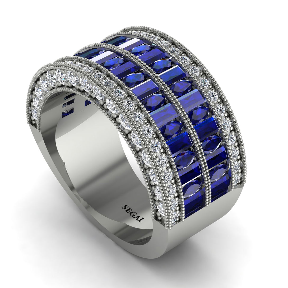 Sapphire Multi-Row Halo Wedding Band - Blake No. 15