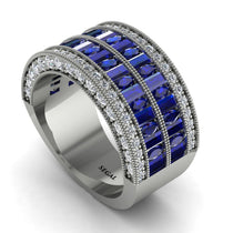Sapphire Multi-Row Halo Wedding Band - Blake No. 15 image 1