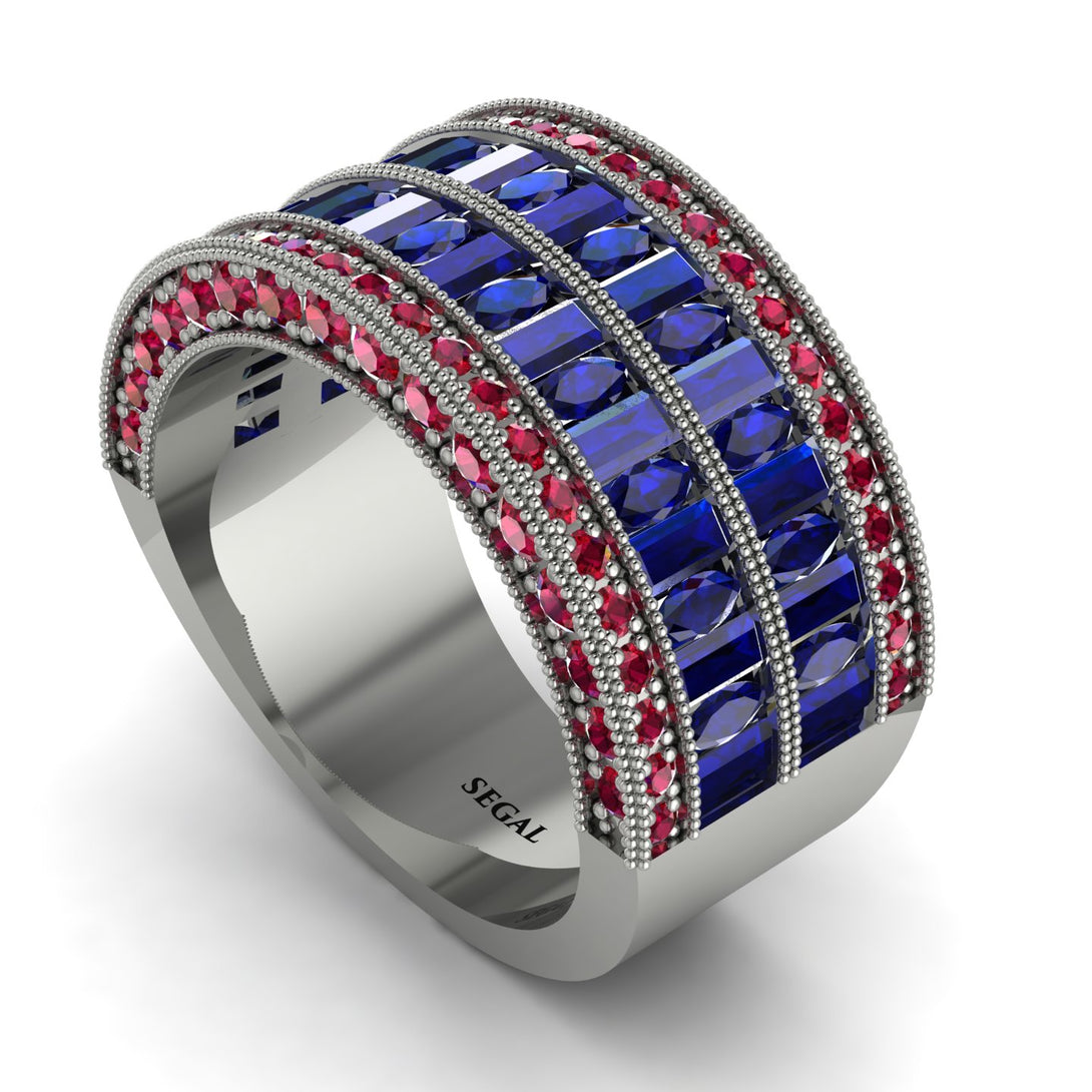 Sapphire Multi-Row Halo Wedding Band - Blake No. 60