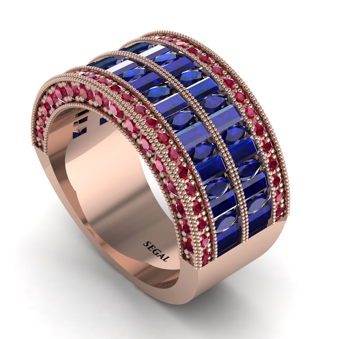 Sapphire Multi-Row Halo Wedding Band - Blake No. 59