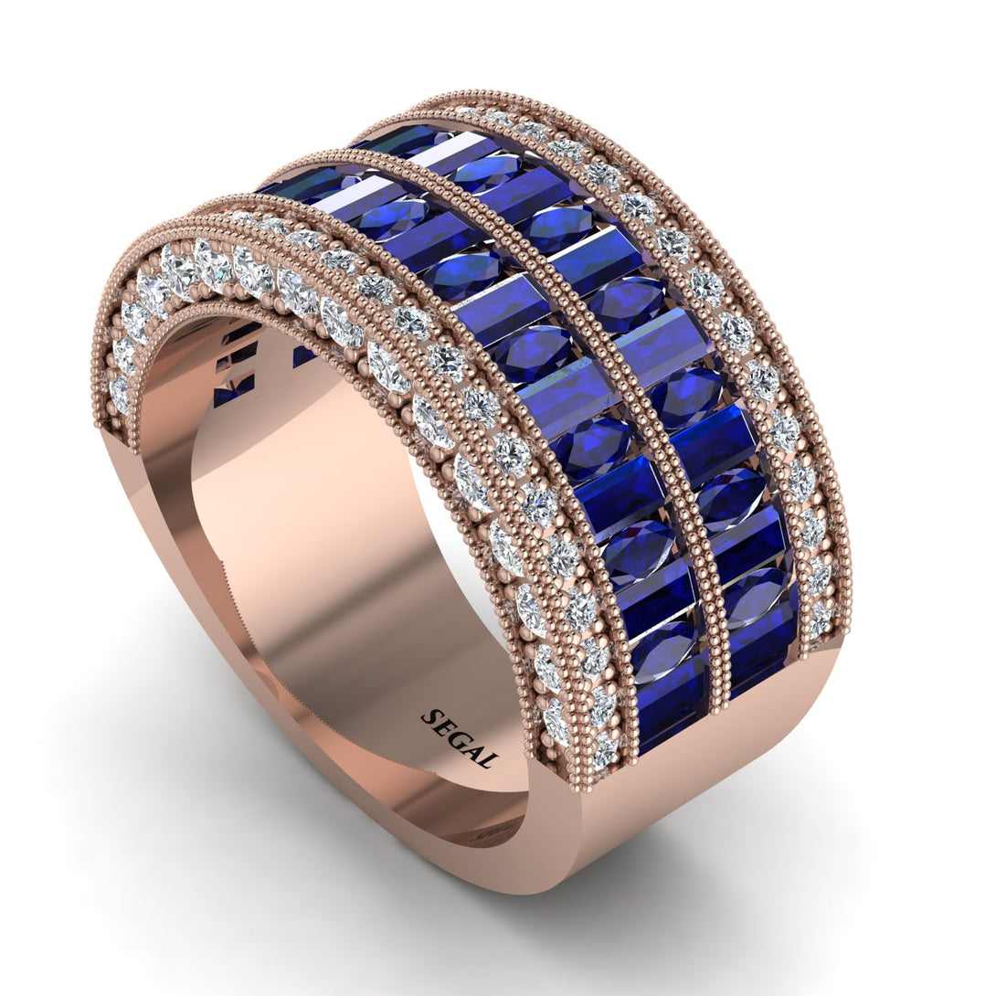 Sapphire Multi-Row Halo Wedding Band - Blake No. 14