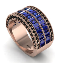 Sapphire Multi-Row Halo Wedding Band - Blake No. 44 image 1