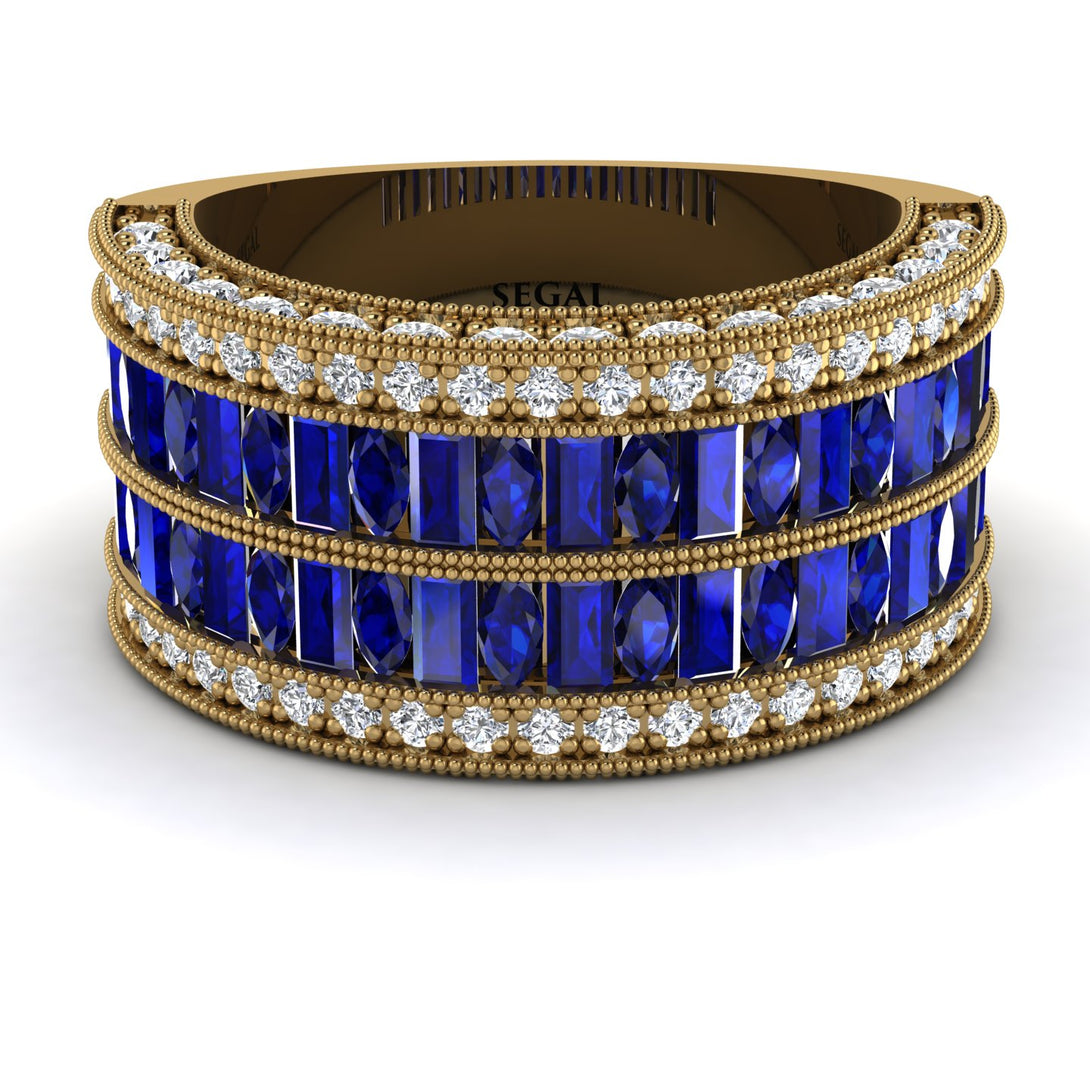 Sapphire Multi-Row Halo Wedding Band - Blake No. 13