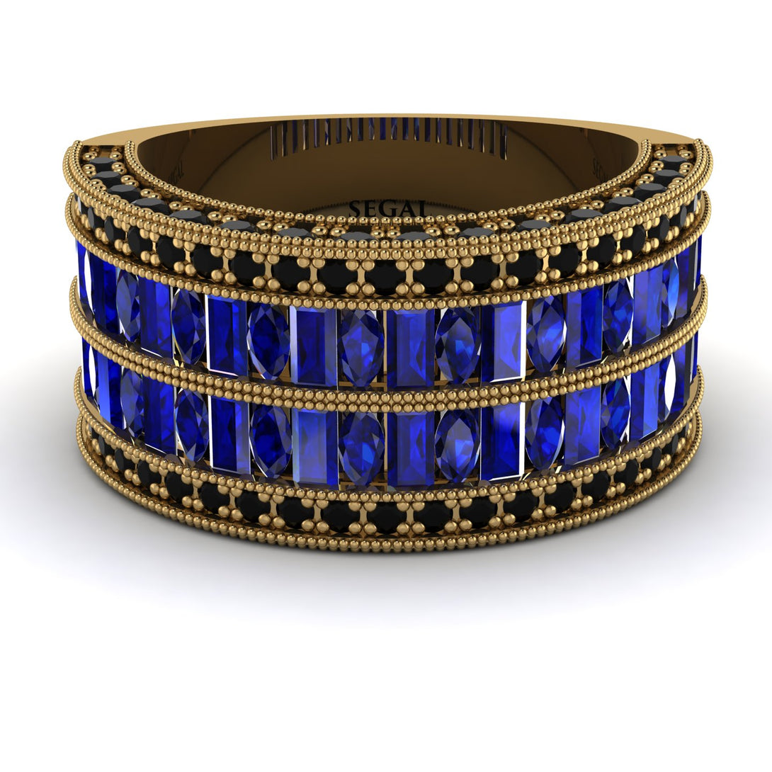 Sapphire Multi-Row Halo Wedding Band - Blake No. 43