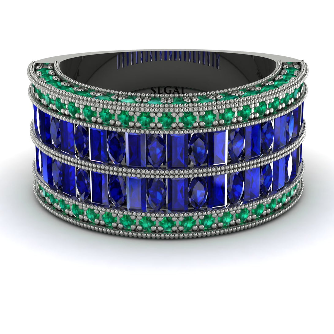 Sapphire Multi-Row Halo Wedding Band - Blake No. 30