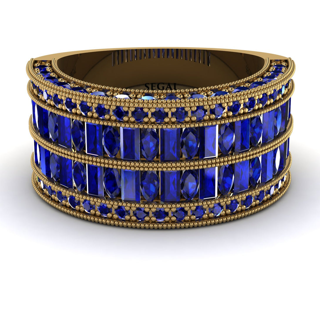 Sapphire Multi-Row Halo Wedding Band - Blake No. 73