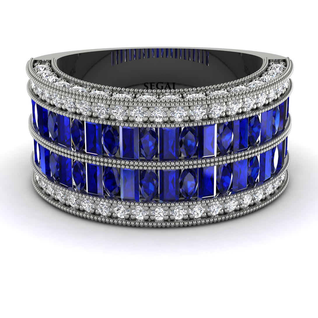 Sapphire Multi-Row Halo Wedding Band - Blake No. 15