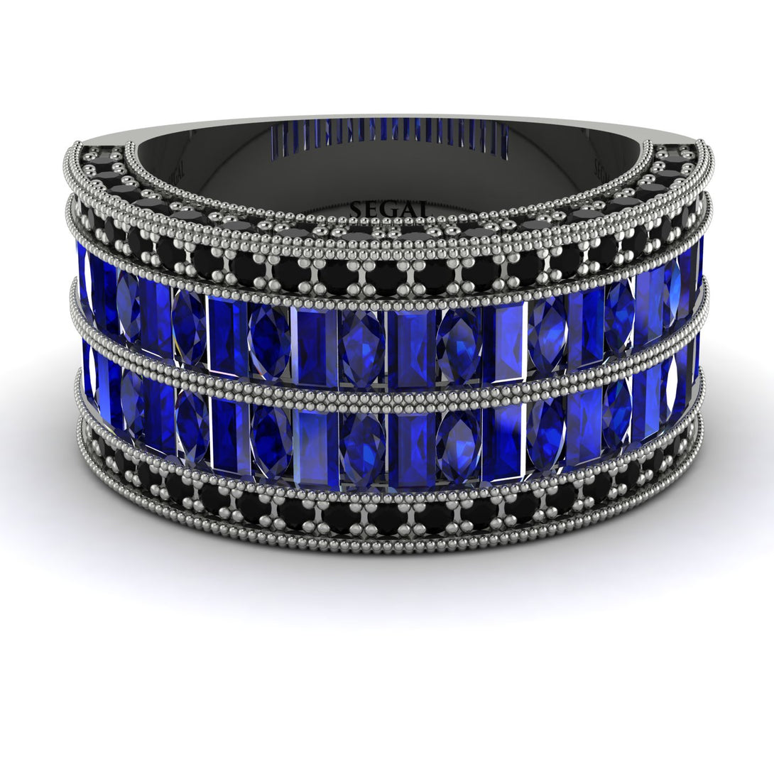 Sapphire Multi-Row Halo Wedding Band - Blake No. 45