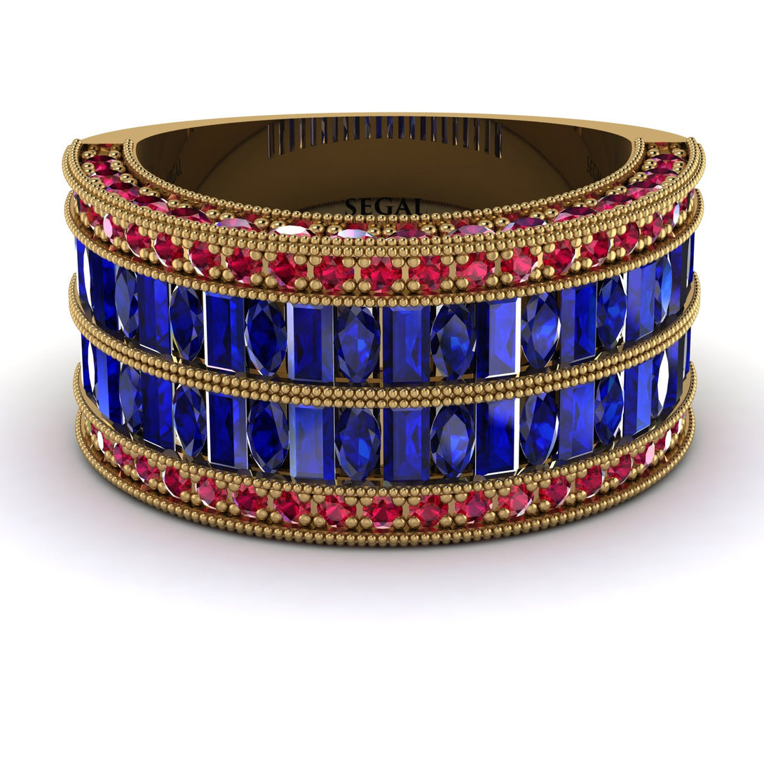 Sapphire Multi-Row Halo Wedding Band - Blake No. 58