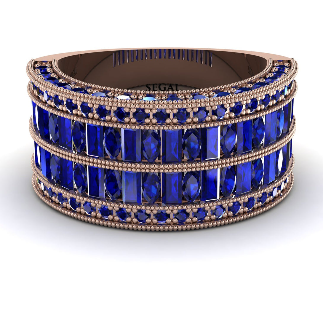 Sapphire Multi-Row Halo Wedding Band - Blake No. 74