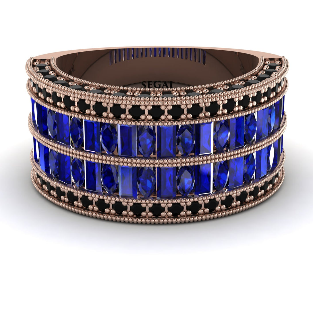 Sapphire Multi-Row Halo Wedding Band - Blake No. 44