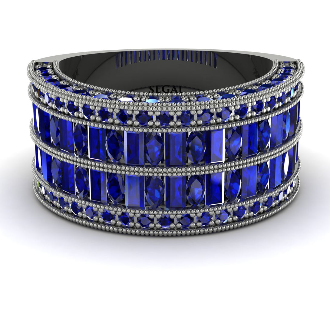 Sapphire Multi-Row Halo Wedding Band - Blake No. 75
