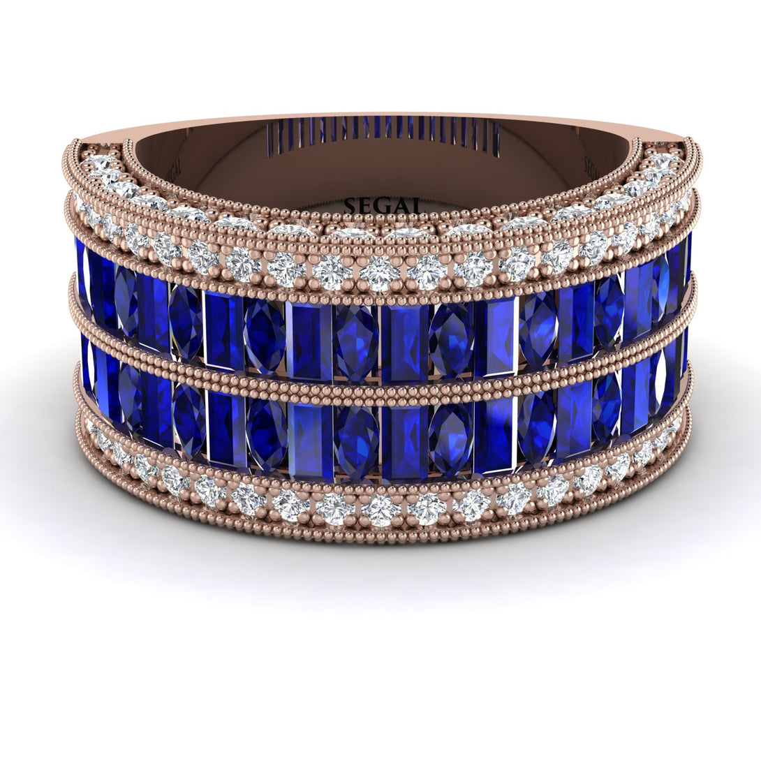 Sapphire Multi-Row Halo Wedding Band - Blake No. 14