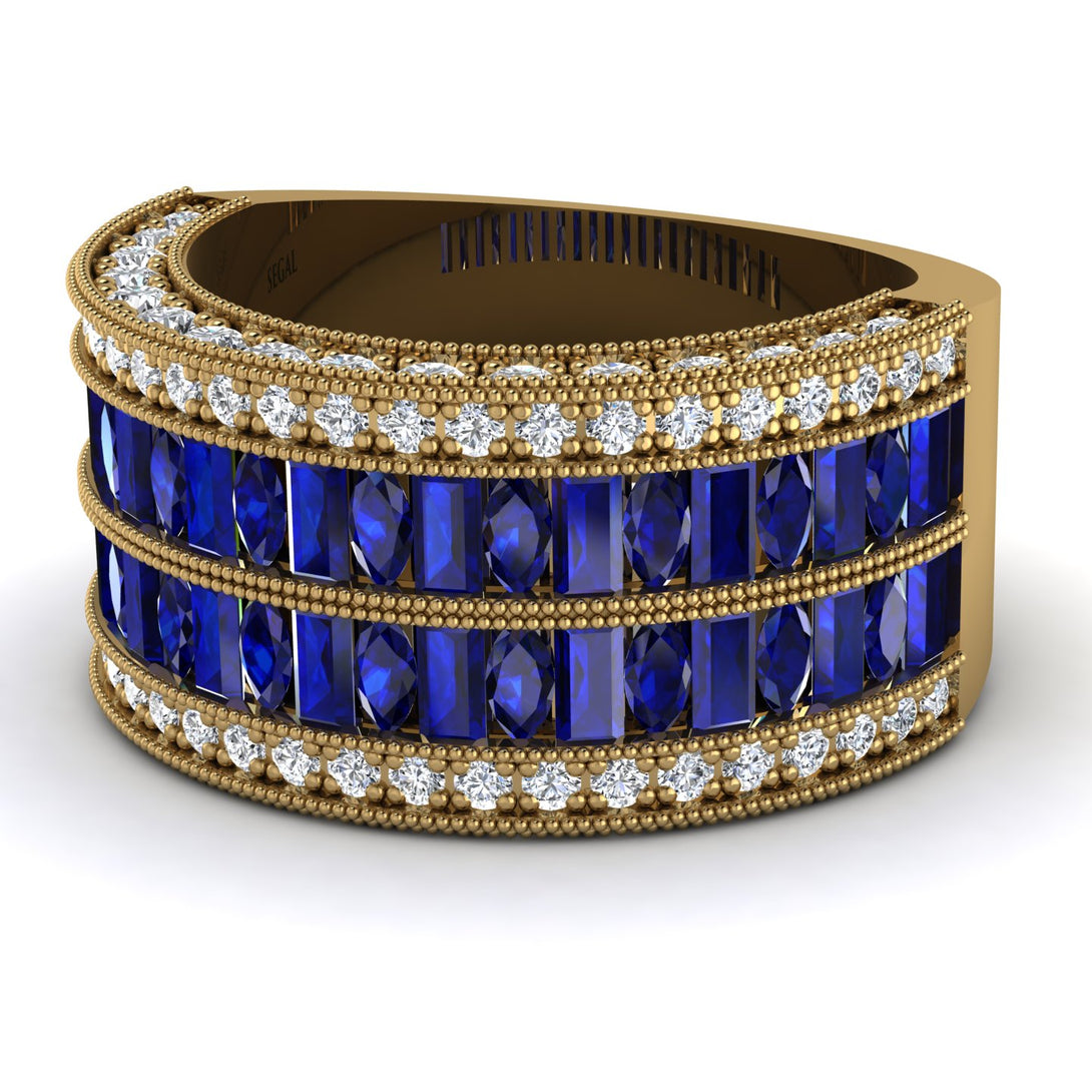Sapphire Multi-Row Halo Wedding Band - Blake No. 13