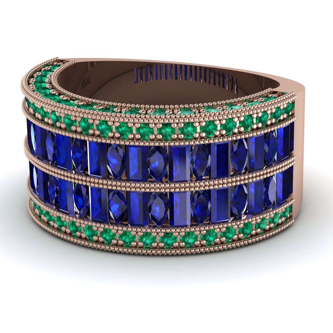 Sapphire Multi-Row Halo Wedding Band - Blake No. 29
