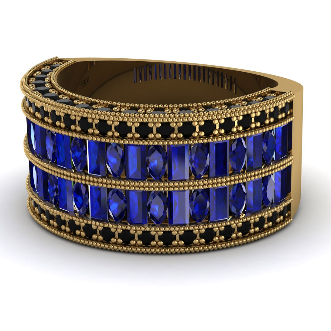 Sapphire Multi-Row Halo Wedding Band - Blake No. 43