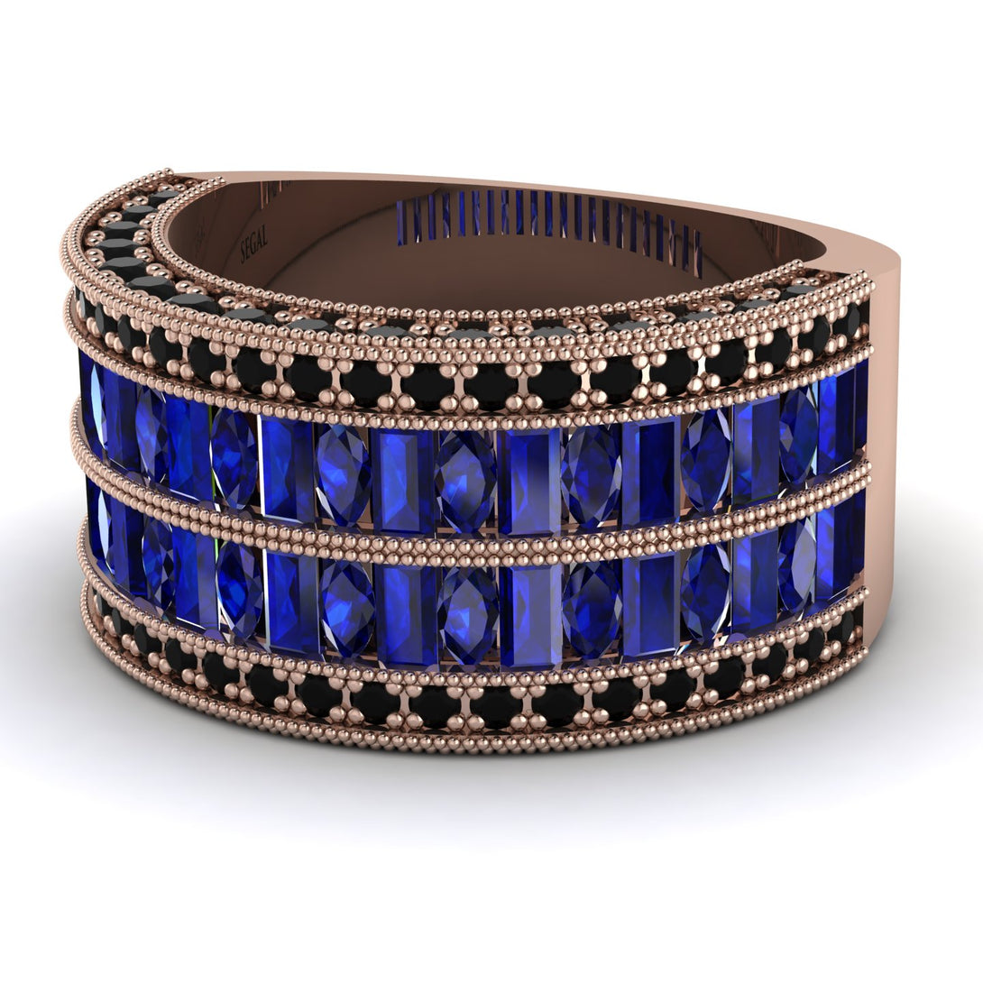 Sapphire Multi-Row Halo Wedding Band - Blake No. 44