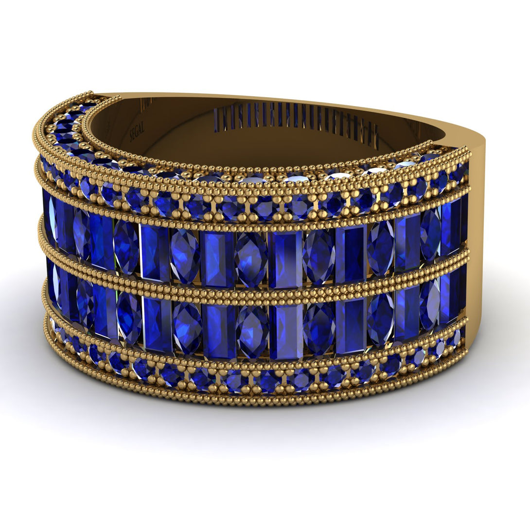 Sapphire Multi-Row Halo Wedding Band - Blake No. 73