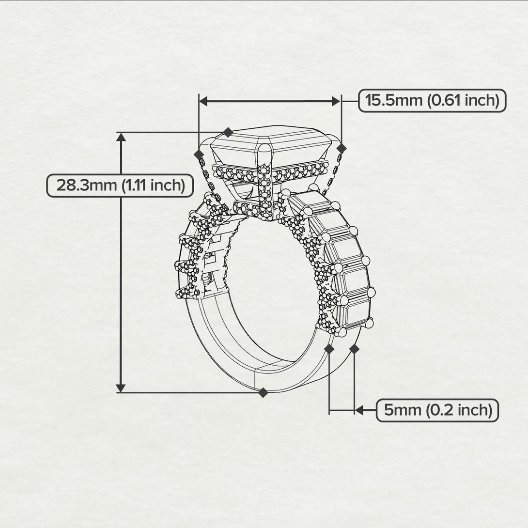 Luxury Emerald Cut Diamond Engagement Ring - Nadia No. 18