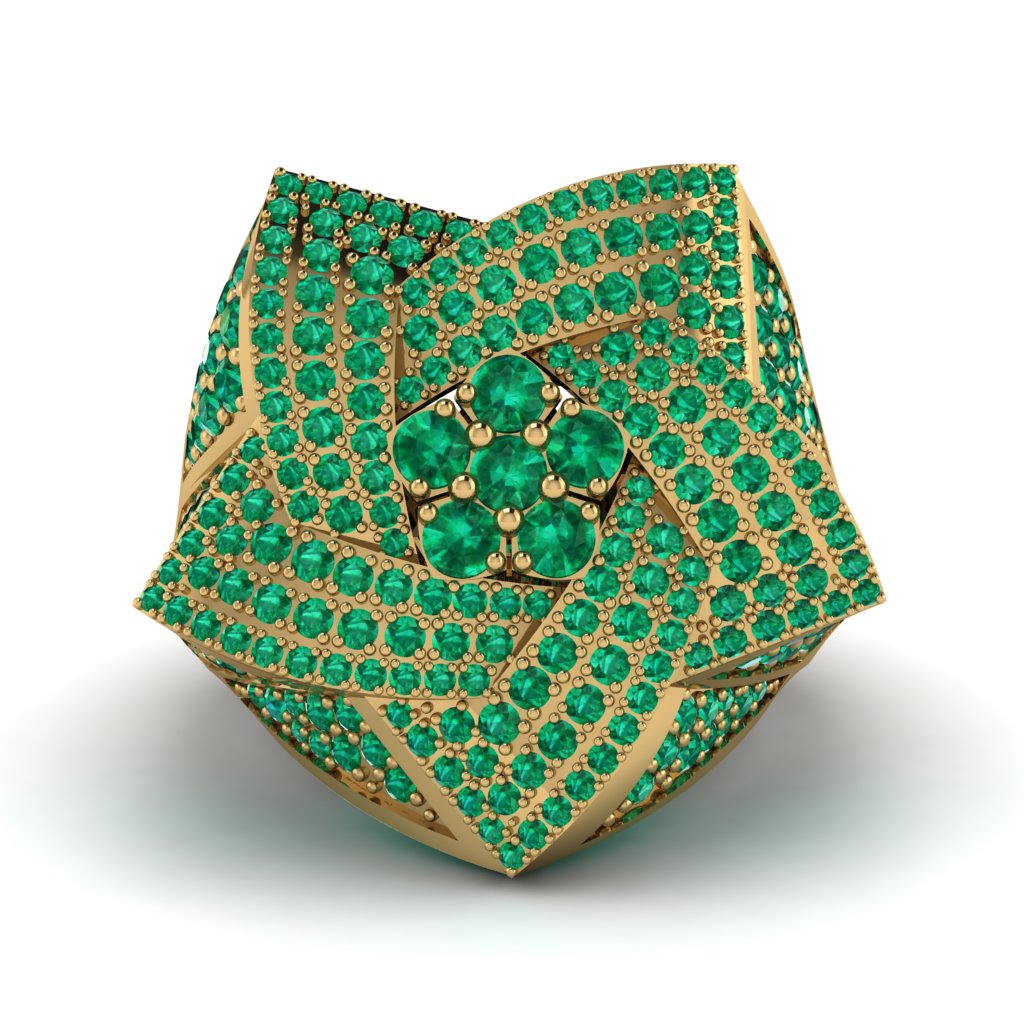 Natural Emeralds Men's Star Fashion Ring - Toby No. 4
