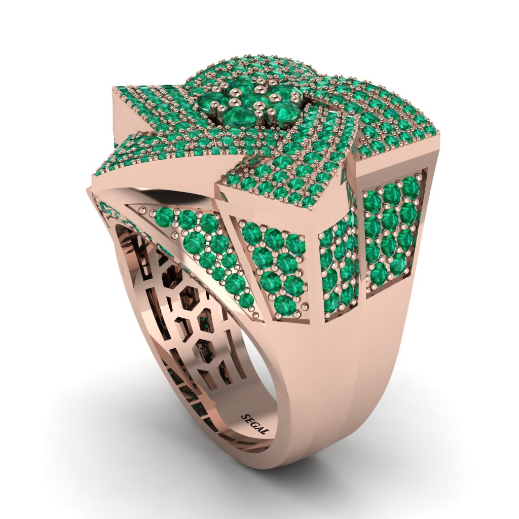 Natural Emeralds Men's Star Fashion Ring - Toby No. 5