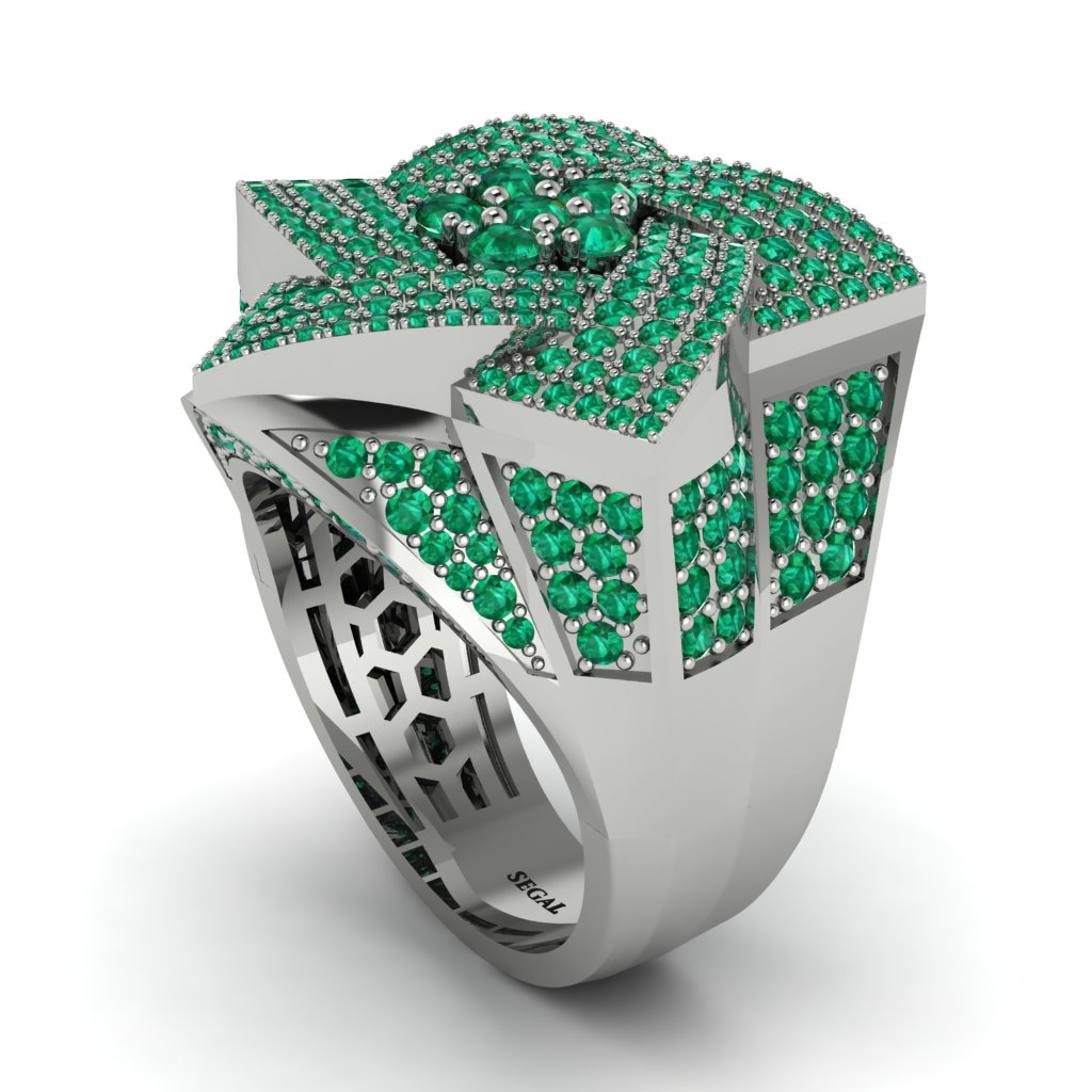Natural Emeralds Men's Star Fashion Ring - Toby No. 6