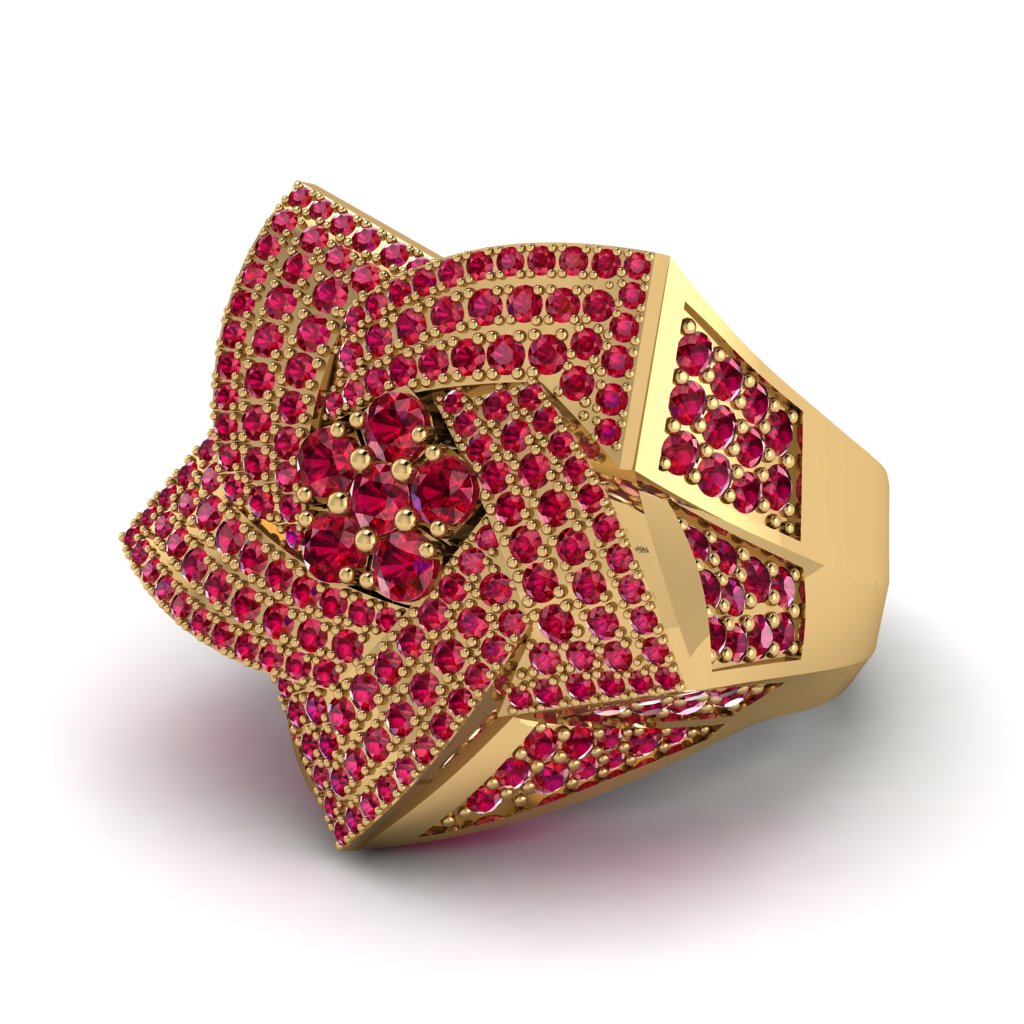 Natural Rubys Men's Star Fashion Ring - Toby No. 10