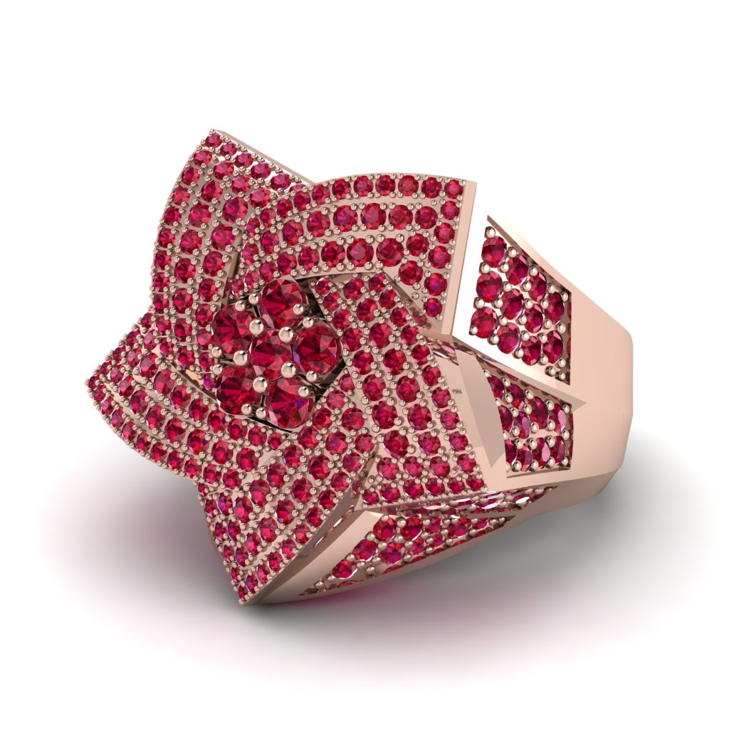 Natural Rubys Men's Star Fashion Ring - Toby No. 11
