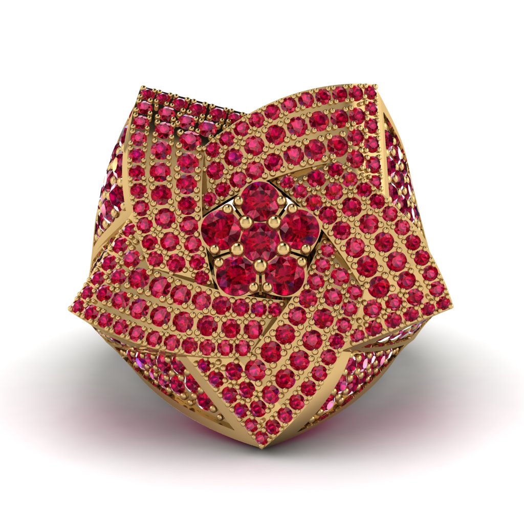 Natural Rubys Men's Star Fashion Ring - Toby No. 10